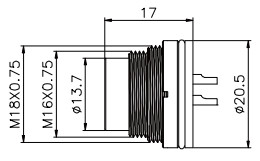 M16 8pin Board Rear Mount Connector , IP67 PCB LED Waterproof Connector