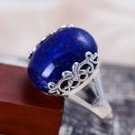 Thai 925 Sterling Silver Natural Lazuli Lapis Ring Vintage Style (040692)