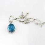 Sterling Silver Jewelry 14mmx17mm Dome Oval Blue Topaz Cubic Zirconia Pendant