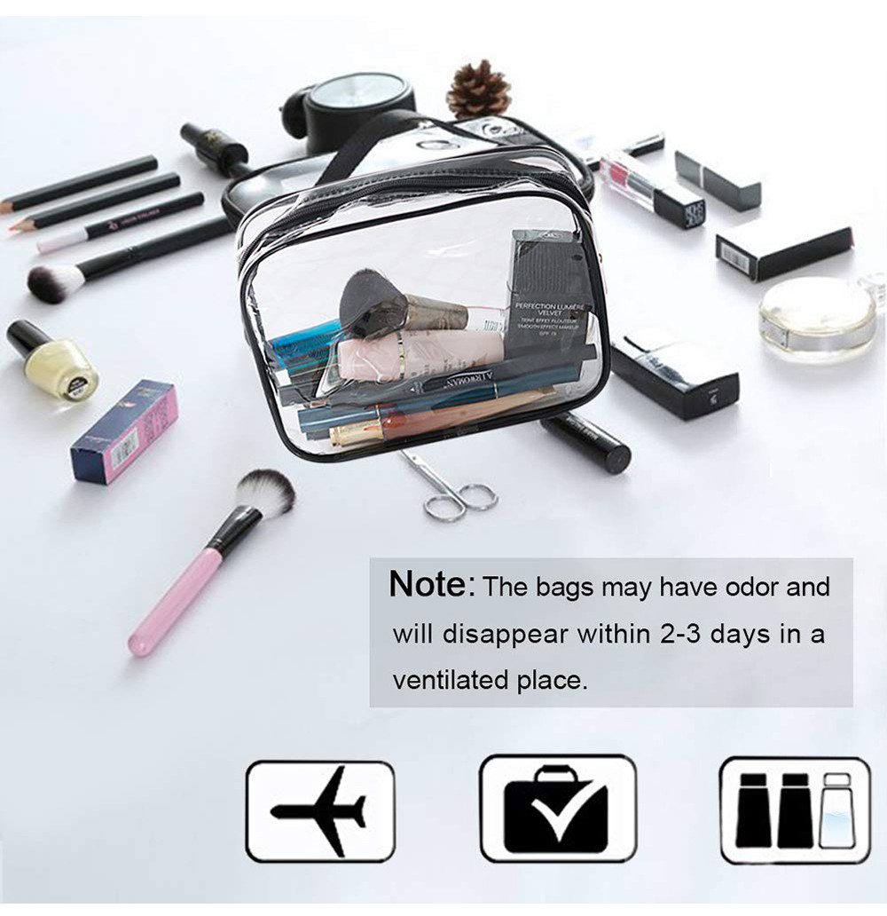 Waterproof Zippered 6 Pack Clear PVC Toiletry Bag With Handle
