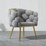 Customized Green Upholstered Dining Chairs Metal Legs Fabric Velvet Dining
