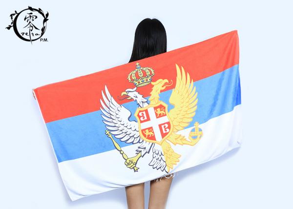 China Russia Flag Logo Microfiber Pool Towels Easy Care Softness Absorbency factory