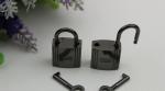 Fashion nickel color zinc alloy metal bag decorative lock with key for handbags