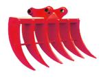 Black / Green Steel Brush Rake Excavator Attachment Sharp Tines Heavy Duty