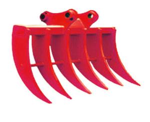 China 200kg Excavator Brush Rake Durable Steel Construction Curved Tines Customized factory