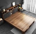 Apartment Flat Wood Platform Bed , Bedroom Furniture With Storage Cabinet