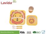 Shatter Proof Bamboo Childrens Dinner Set , BPA Free 5 Pieces Bamboo Fibre Kids