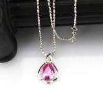 Women Jewelry 18K Rose Gold Plated 925 Silver 8mmx10mm Pear Pink Cubic Zircon