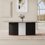 Rectangle Luxury Artificial Marble Top Metal Luxury Dining Table