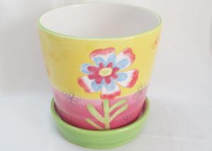 China Dolomite Hand Painted Ceramic Planters , Ceramic Flower Planters Earthenware Stoneware factory