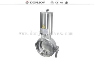 China Sanitary Grade 12 inch double acting Stainless steel 316 Pneumatic Butterfly Valve For Powder factory