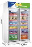 1000L Commercial Beer Coolers , Stainless Steel Upright Double Door Display