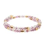 3 Layer Wire Crystal Wrap Bracelets With Gold Brass Pink Purple Orange