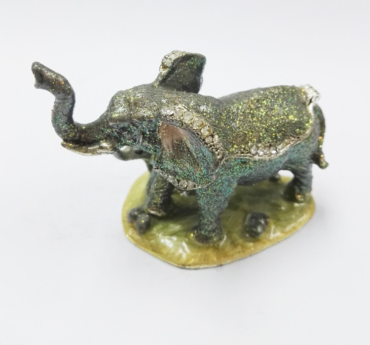 Enamel Elephant Trinket Jewelry Decorative Box elephant shaped jewelry box for promotional gift