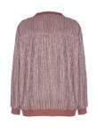 V Neck Fashion Ladies Blouse Shiny Pleated Blouse With Front Zipper Size XS -