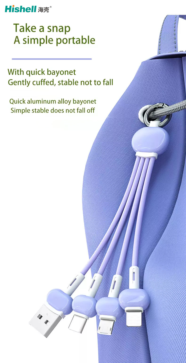 Liquid Silicone Multi Mobile Phone Charging Cable Ultraportable Anti Abrasion
