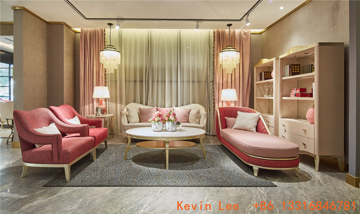 Light American sofa set Luxury leather sofa for Living room reception seating furniture and Coffee tables