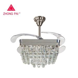 China Contemporary 110v 110W Retractable Blade Ceiling Fan Chandelier Santi Nickle Color factory