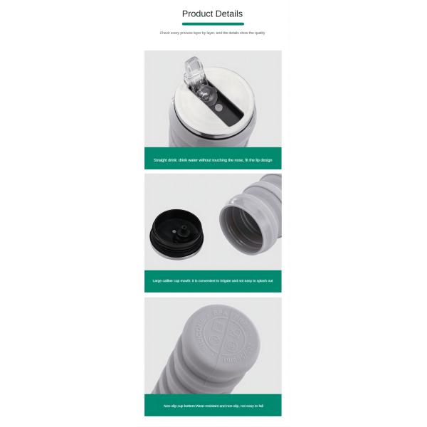 Folding Silica Gel Water Bottle 480ml Collapsible Silicone Coffee Mug