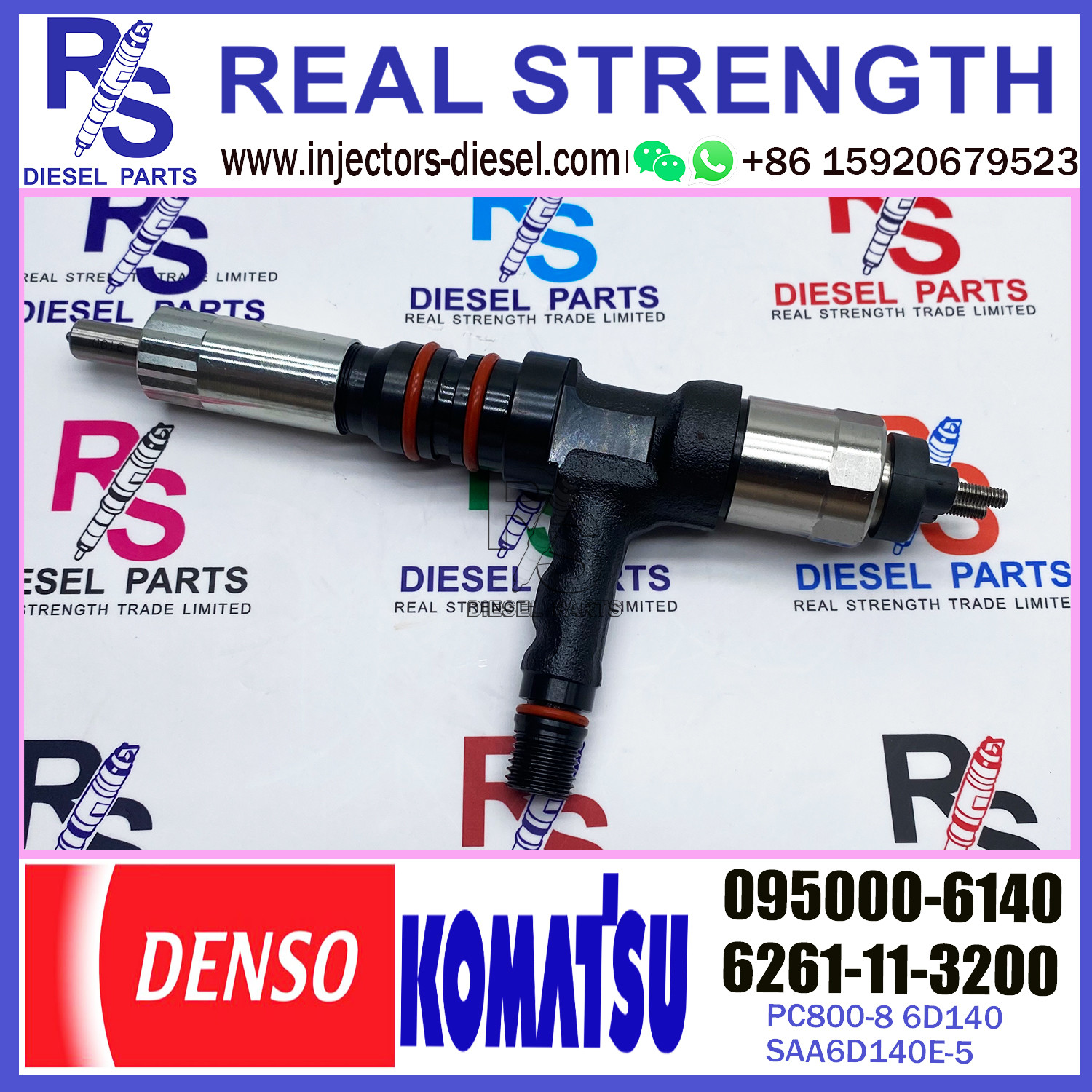 095000-6140 Denso Diesel Fuel Injectors 6261-11-3200 6261-11-3201 For Komatsu