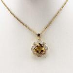 18k Yellow Gold Plated 925 Silver 8mm Round Champagne Citrine CZ Flower Style