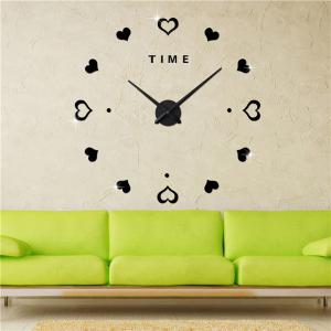 China Love Heart Self-adhensive Large Hanging Wall Clocks Modern Unique Wall Clocks Gift Big Mirror Wall Clock factory