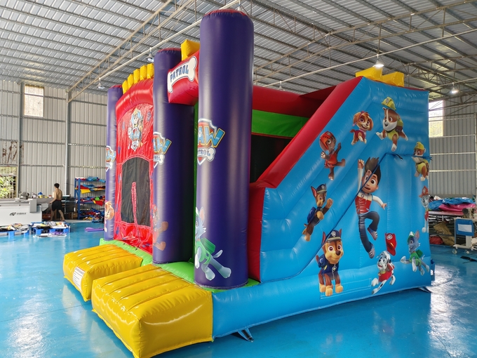 Funny Party Playground Inflatable Games Patrol Cartoon Inflatable Bouncy House With Slide Inflatable Combo For Kids