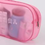 Pink Makeup PVC Plastic Bag With Magic Tape And String Craft Sewing Surface