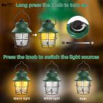 Mini Retro Camping Lights 1000LM Rechargeable LED Camping Lantern Waterproof 3