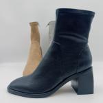 Office Ladies Leopard Print Ankle Boots Beige Tan Black Soft Nappa Leather Upper