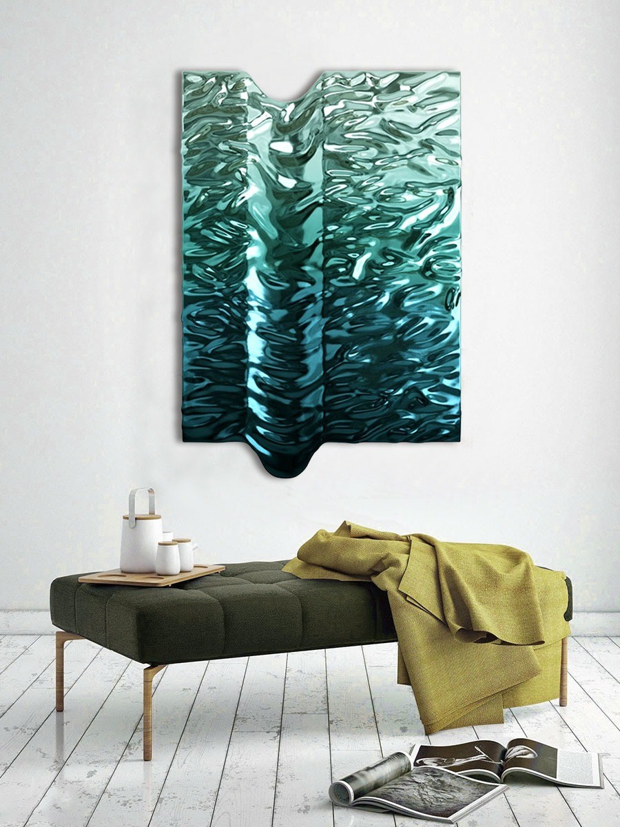 Premium 304 316 SS Plating Water Ripple Wall Art Decor For Modern Star Hotel Lobby