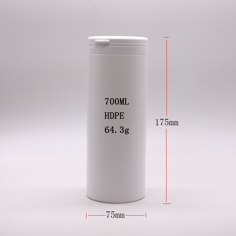 700ml HDPE Straight Round Plastic Pill Container for Chewing Gum and Food Packaging