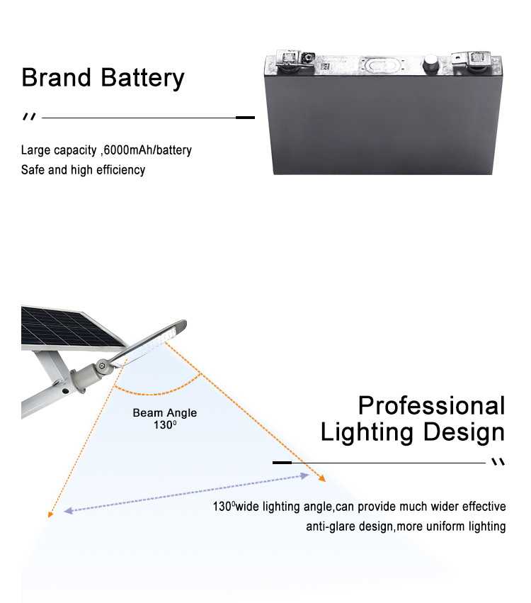 High Power IP65 All In One Solar Street Courtyard Light 2700K CCT