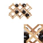 X Shape 10 Bottles Capacity Foldable Free Standing Bamboo Wine Rack for Kitchen