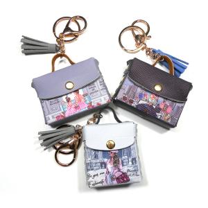 China Small Earphone Storage Bag Mini Purse Keychain In Different Color factory