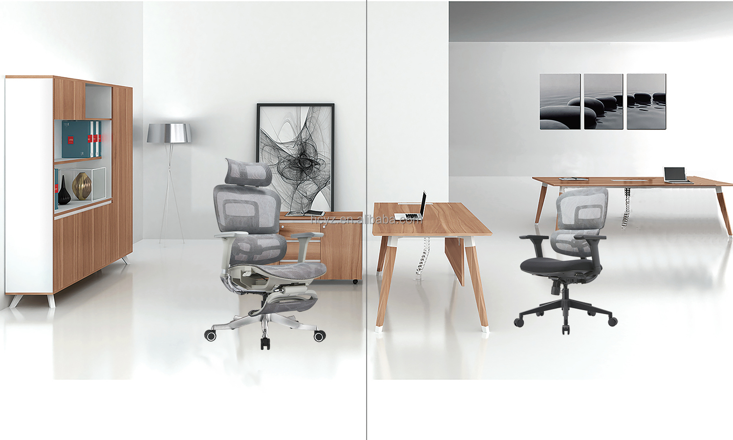 Guangdong Office Furniture Full Mesh Ergonomic Chair with Adjustable Height and Footrest