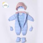 Bilemi 90% Newborn Romper Outdoor Long Sleeve Hooded Sky blue Caramel Pink Snow