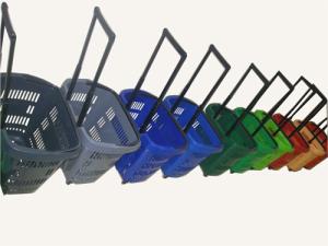China Multiple Plastic Rolling Trolley Shopping Basket With Wheels For Grocery / Supermarket factory