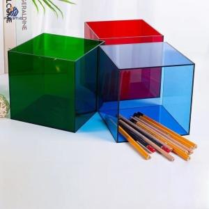 China Glossy Finish Colored Acrylic Storage Box Sleek Design Acrylic Cosmetic Box factory