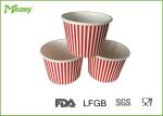 150ml Red Stripe Ice Cream Paper Cups For Children Party , SGS LFGB certificatio