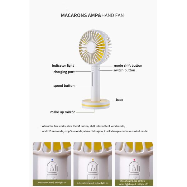 Portable USB Rechargeable Handy Fan 2000mAh 4 Vane Mini Rechargeable Fan