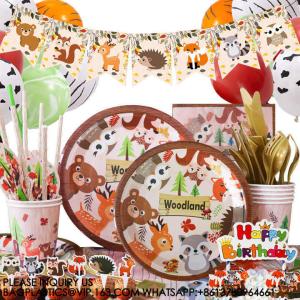 China ANIMALS PARTY TABLEWARE SET PAPER PLATE KIDS BIRTHDAY THEME CARTOON ANIMALS PARTY DECORATION DISPOSABLE TABLEWARE factory