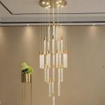 Modern Luxury Interior Hotel Stair Pendant Lamp Gold / Black Crystal Stick