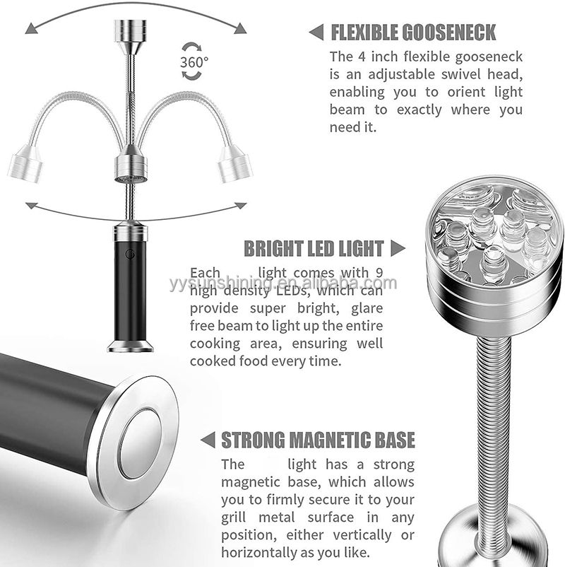 Camping Barbecue Cooking Megnetic Base Installation Flexible Neck Grill LED BBQ Light