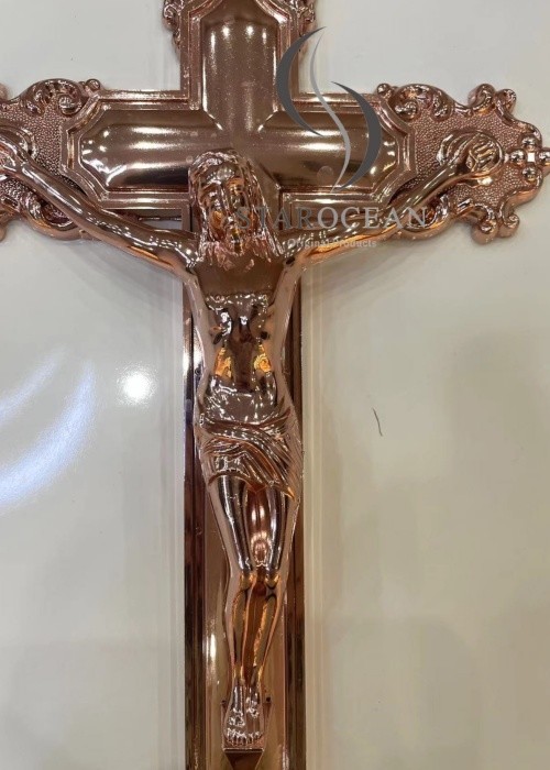 Gold High Quality Plastic Jesus Funeral Cross Coffin Accessories OEM/ODM Service PJ03