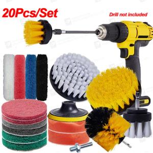 China 20pcs Scrubber Drill Brush Set Polishing Pad Car Cleaning Brushes For Screwdriver Washing Brush Car Cleaning Tools factory