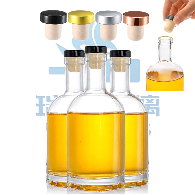 Aluminum Plastic PP Collar Square Glass Whiskey Bottle for Customer Requirements