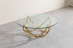 12mm tempere glass SS Coffee table with mirror gold stainless steel leg for