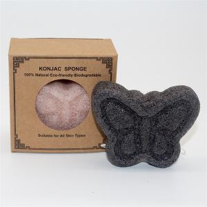China Large Butterfly Shape Bamboo Charcoal Konjac Sponge OEM Logo factory