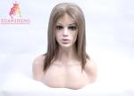 Brazilian Custom Human Hair Wigs Light Brown Silky Straight Half Lace Wigs